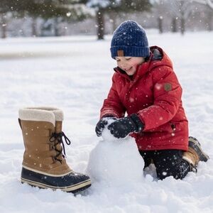 Sorel Faux Fur Removeable Liners Brown Black Insulated Winter Snow Boots Size 4